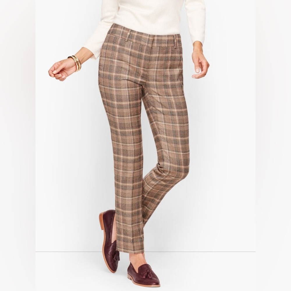 Talbots Hampshire Ankle Lined Wool Blend Lux Plaid Pants 12